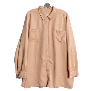 Chico's Button Front Shirt Womens‎ XXL Blush Petal Pink Careerwear Preppy
